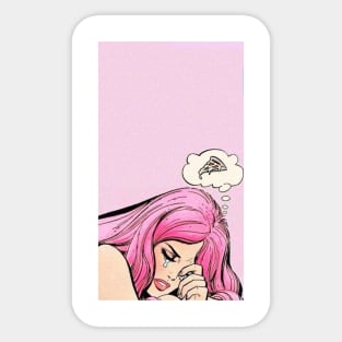 Pink Lady Crying Sticker